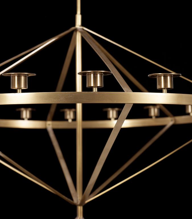 A Sigurd Persson 18 light brass chandelier, Sweden 1960's.