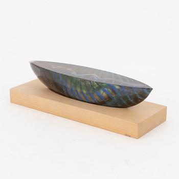 Bertil Vallien, a signed glass sculpture of a boat, Kosta Boda.