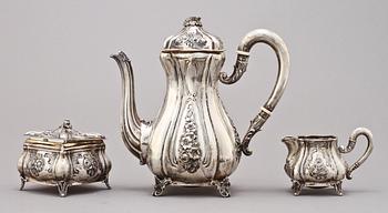 KAFFESERVIS, 3 delar, silver, importstämplar, 1900-tal. Vikt 780 g.
