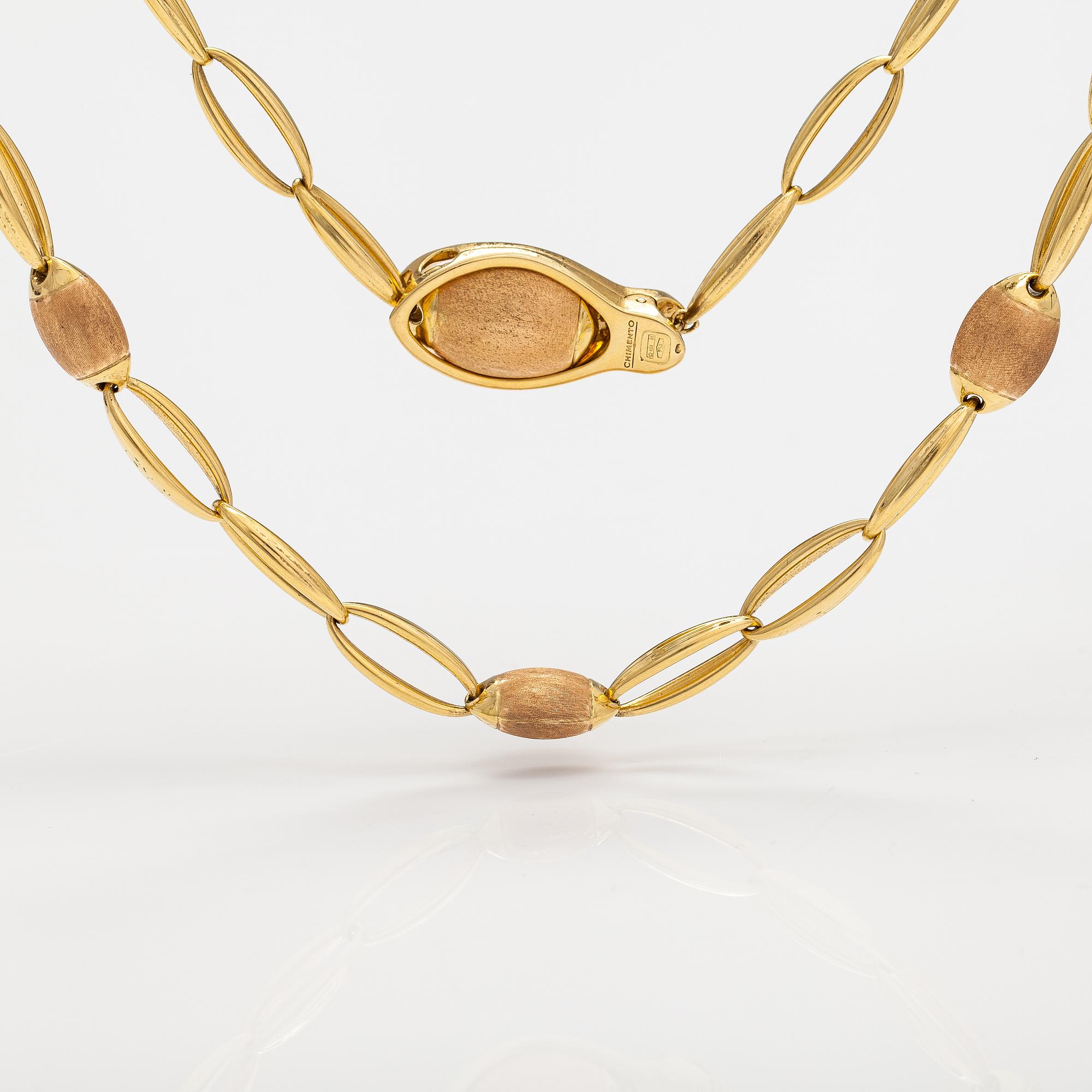 Chimento, "Accordi", an 18K gold necklace and bracelet with a diamond ca. 0.07 ct. Vicenzia, Italy.