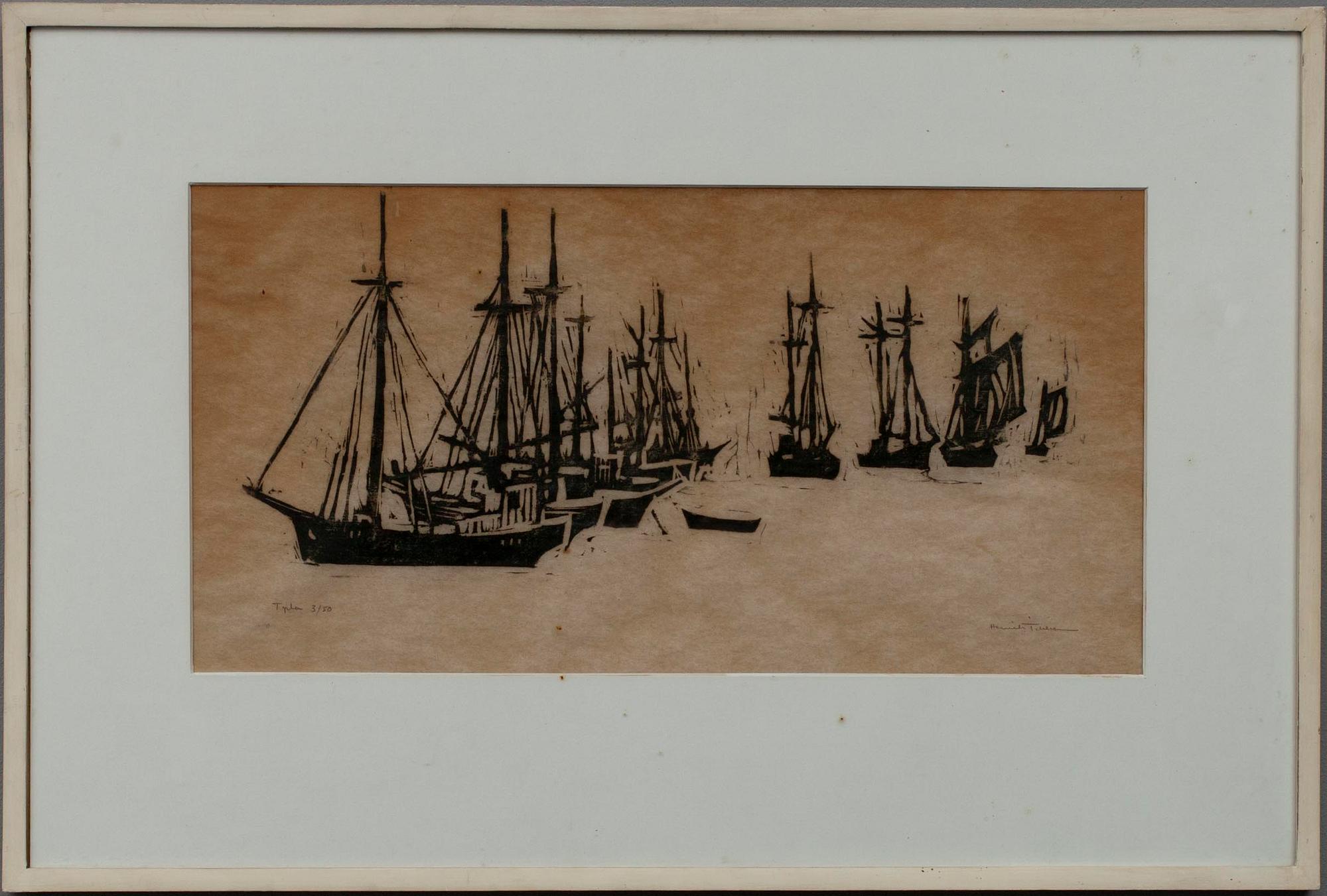 HENRIK TIKKANEN, träsnitt, Tpl´a 3/50, sign.