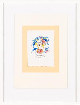 Evald Okas, ink drawing, signed and dated 1991.