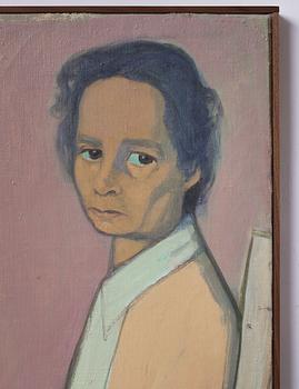 Vera Frisén, olja på uppfodrad duk.