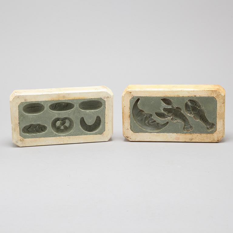 Nine ice cream and marzipan molds, first half of the 20th century.