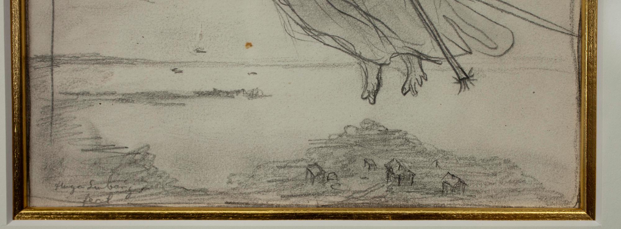 HUGO SIMBERG, blyertsteckning, sign. fecit.