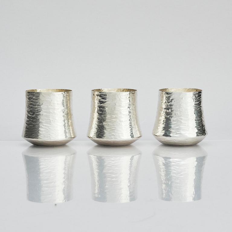 Tapio Wirkkala, a silver pitcher with six beakers, Kultakeskus, Tavastehus Finland 1970-80's.