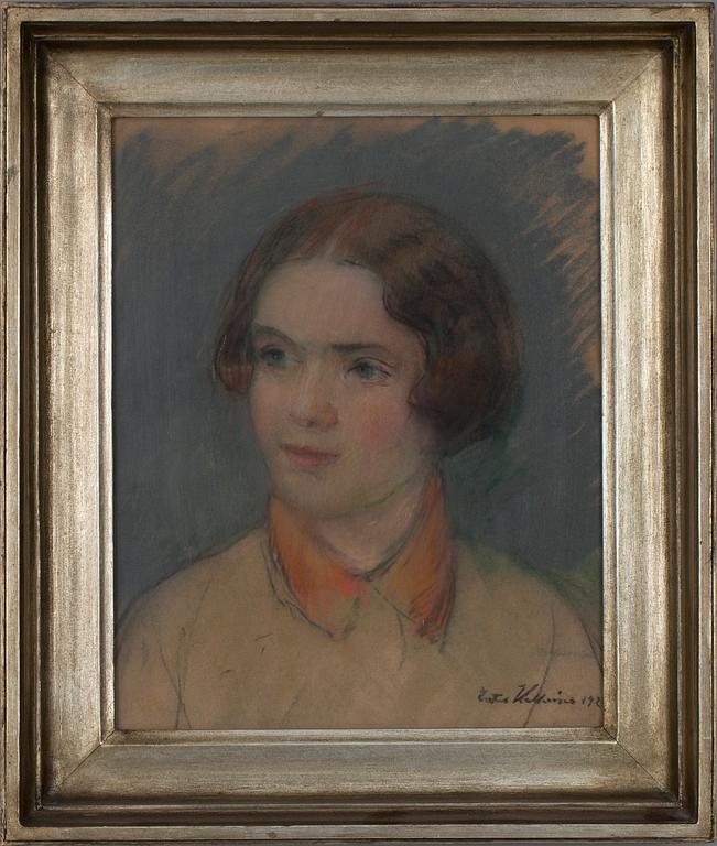 ESTER HELENIUS, pastell, sign o dat 1928.