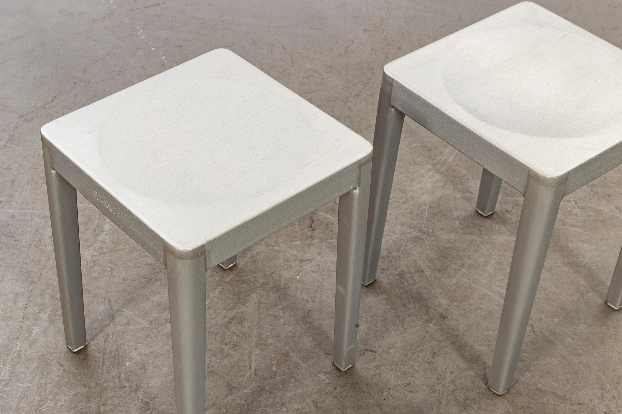 PHILIPPE STARCK, a pair of 21st century "Emeco Stool" in brushed aluminium.