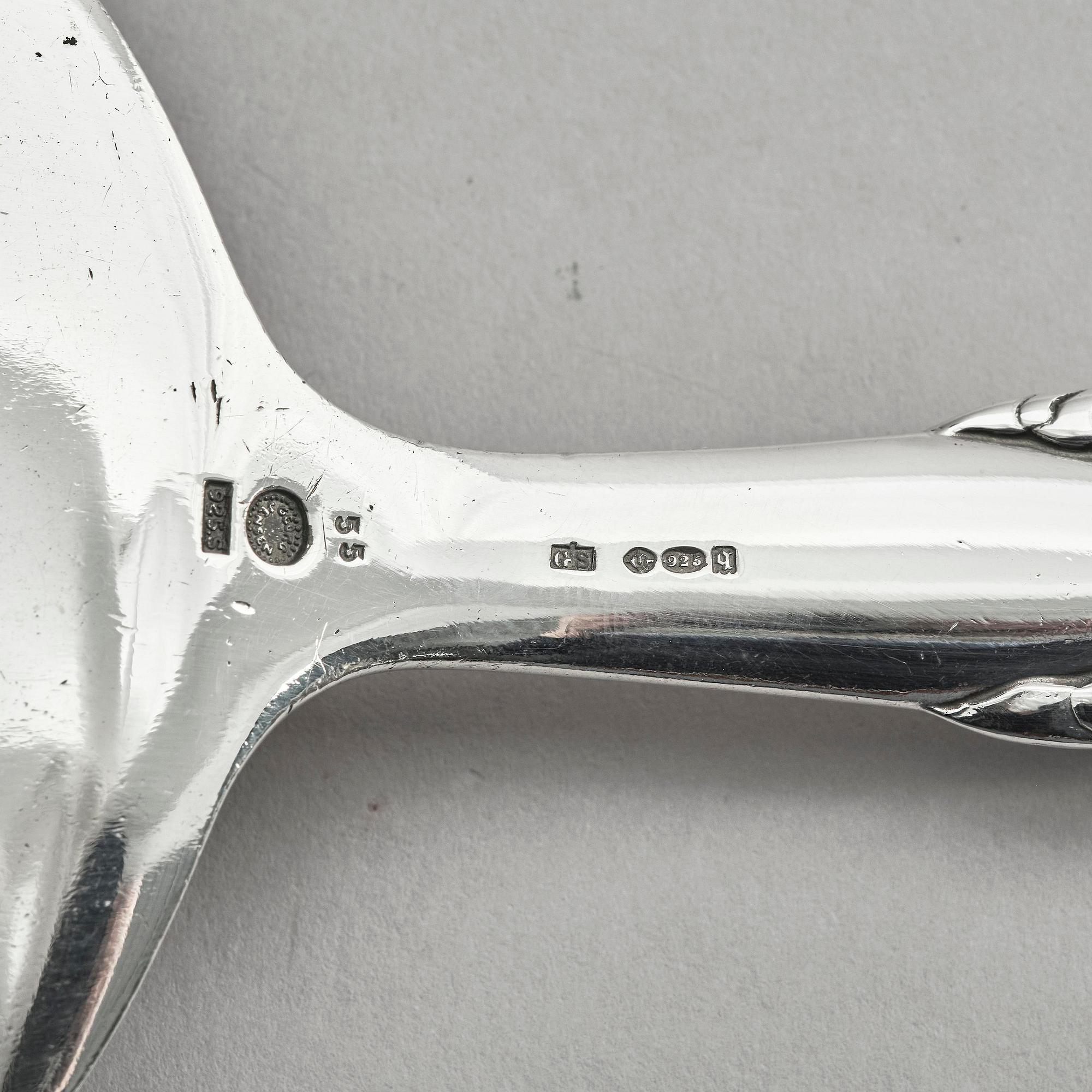 Georg Jensen, a sterling silver fish server, design no 55, Copenhagen 1919-1927.