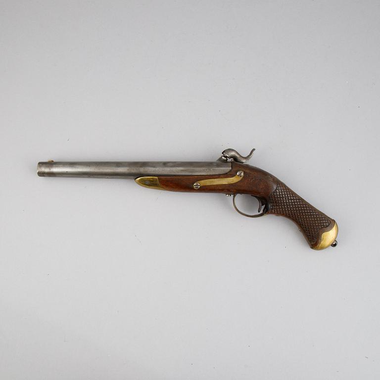 A smooth bored Swedish percussion pistol, 1850 pattern.