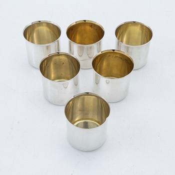 Cups, 6 pcs, silver, GAB, Stockholm, 1967-1971.