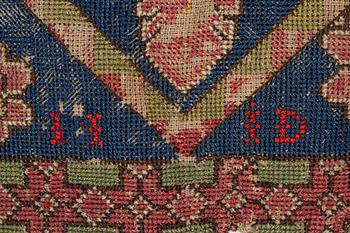 Jynne (pillow) Cross stitch, Skåne, first half of the 19th century. approx. 44 x 43 cm.