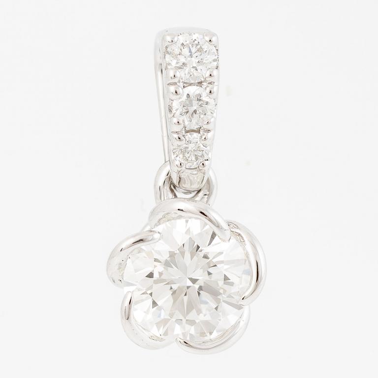 Pendant in 18K white gold with a brilliant-cut diamond accompanied by a GIA dossier.
