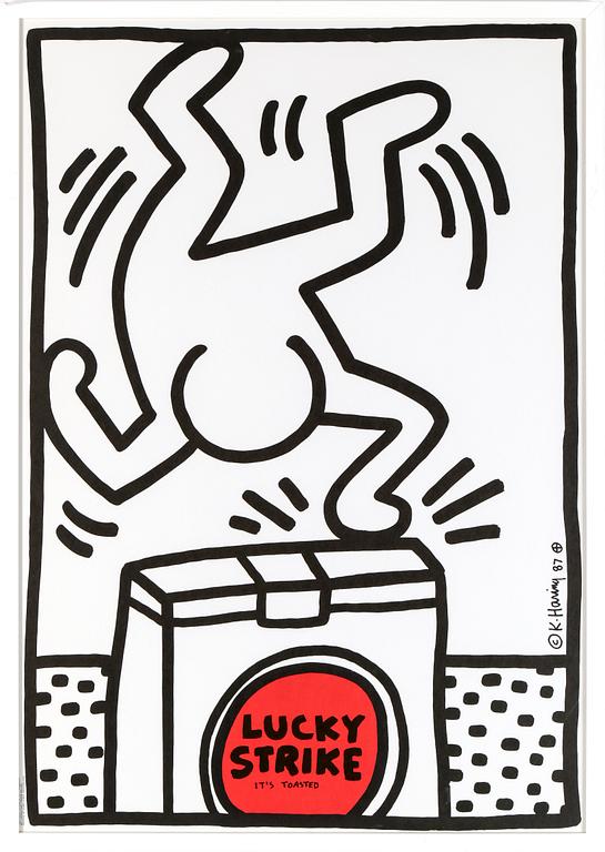 KEITH HARING, efter, "Lucky Strike", tryckt av Albin Uldry Switzerland, signerad och daterad i trycket -87.