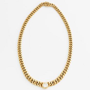 Collier, 18K guld med  briljantslipad diamant.