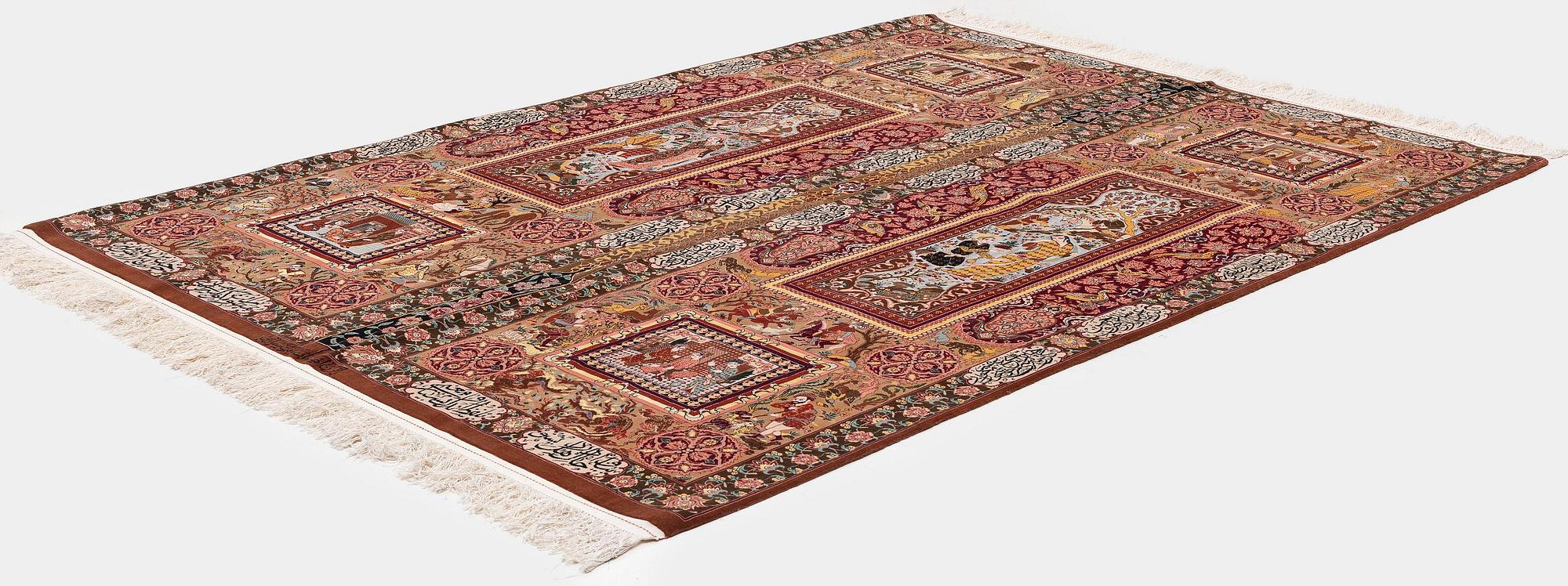 Matta, Isfahan, centrala Persien, part silk, signerad, ca 270 x 185 cm.