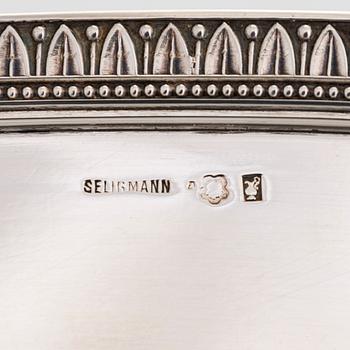A silver tray, maker's mark of Eduard Friedman, Vienna, Austria-Hungary 1881-1919.