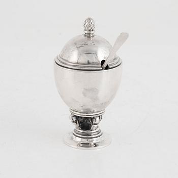 Johan Rohde, senapskanna, sterlingsilver, "Konge", modellnummer 741, Georg Jensen, Danmark 1925-32.