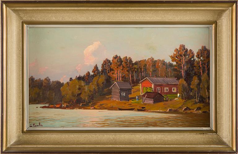 Eugen Taube, Shore Houses in Evening Light.