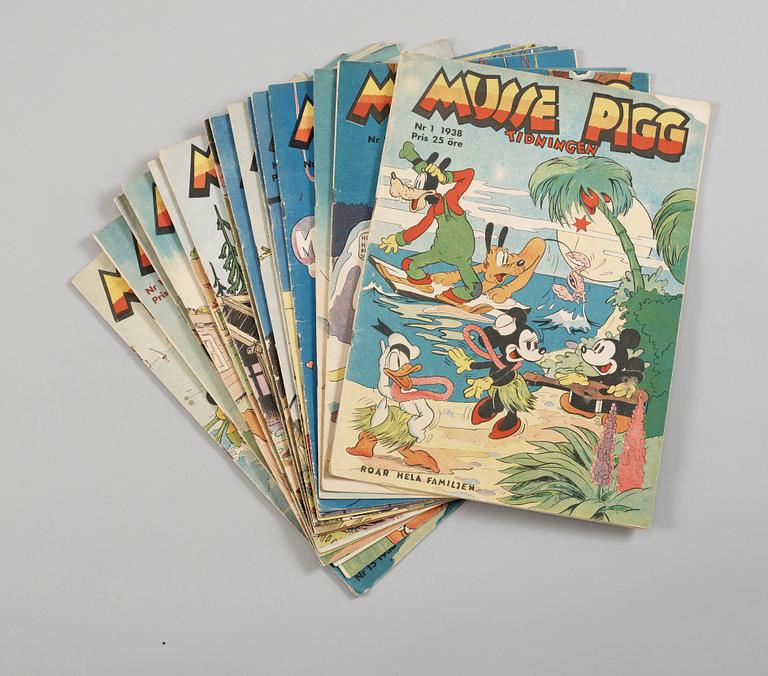 MUSSE PIGG TIDNINGEN. NR 1-15, 1938. GD-FN.