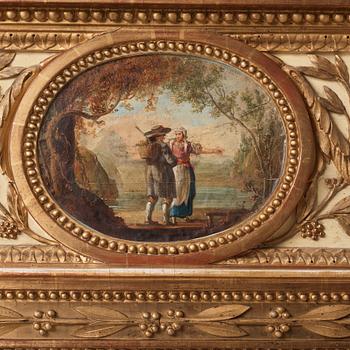 A large late Gustavian mirror, late 18th century attributed to P Ljung.