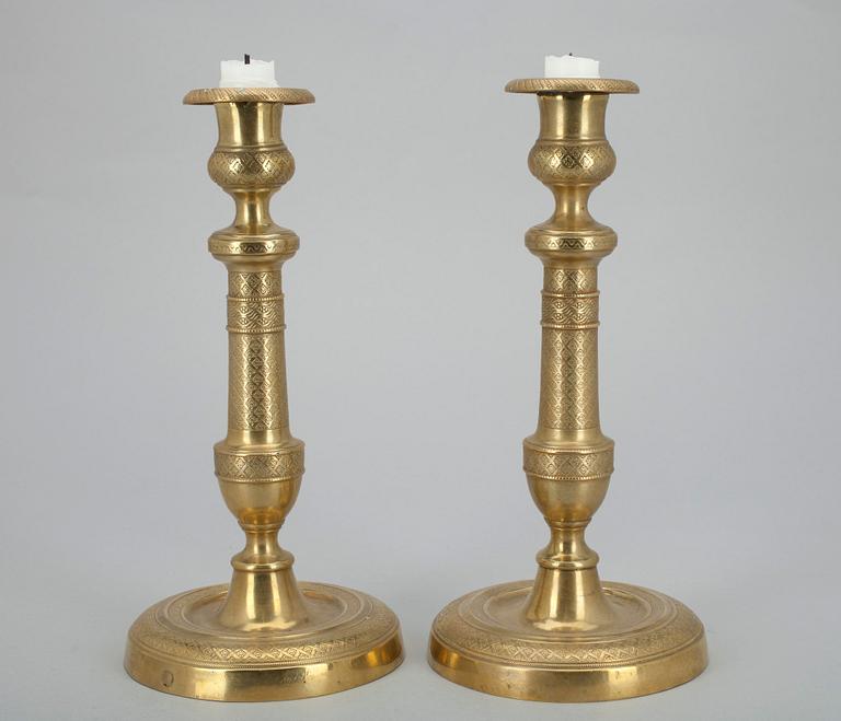 LJUSSTAKAR, ett par, brons, 1800-talets mitt.
