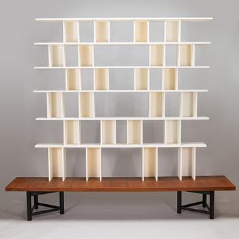 Carl Gustaf Hiort af Ornäs, a 1950s 'Välipala' bookshelf for HMN Huonekalu Mikko Nupponen.