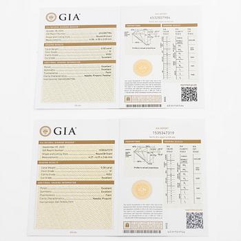 Earrings, a pair, 18K white gold with brilliant-cut diamonds totalling 0.60 ct.