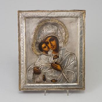 An icon, partly of silver, Russia 1899-1908.