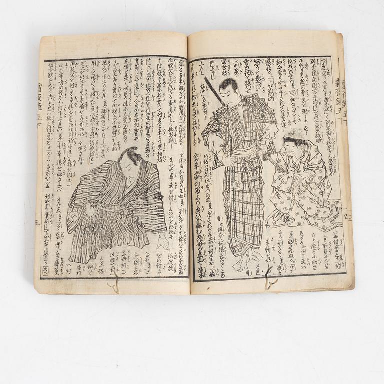 Two albums with woodblock prints, including Utagawa Kunisada, 19th century, Japan.