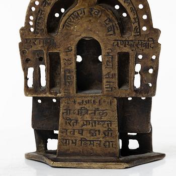 A Jain copper alloy shrine, India, 14th-17th century.