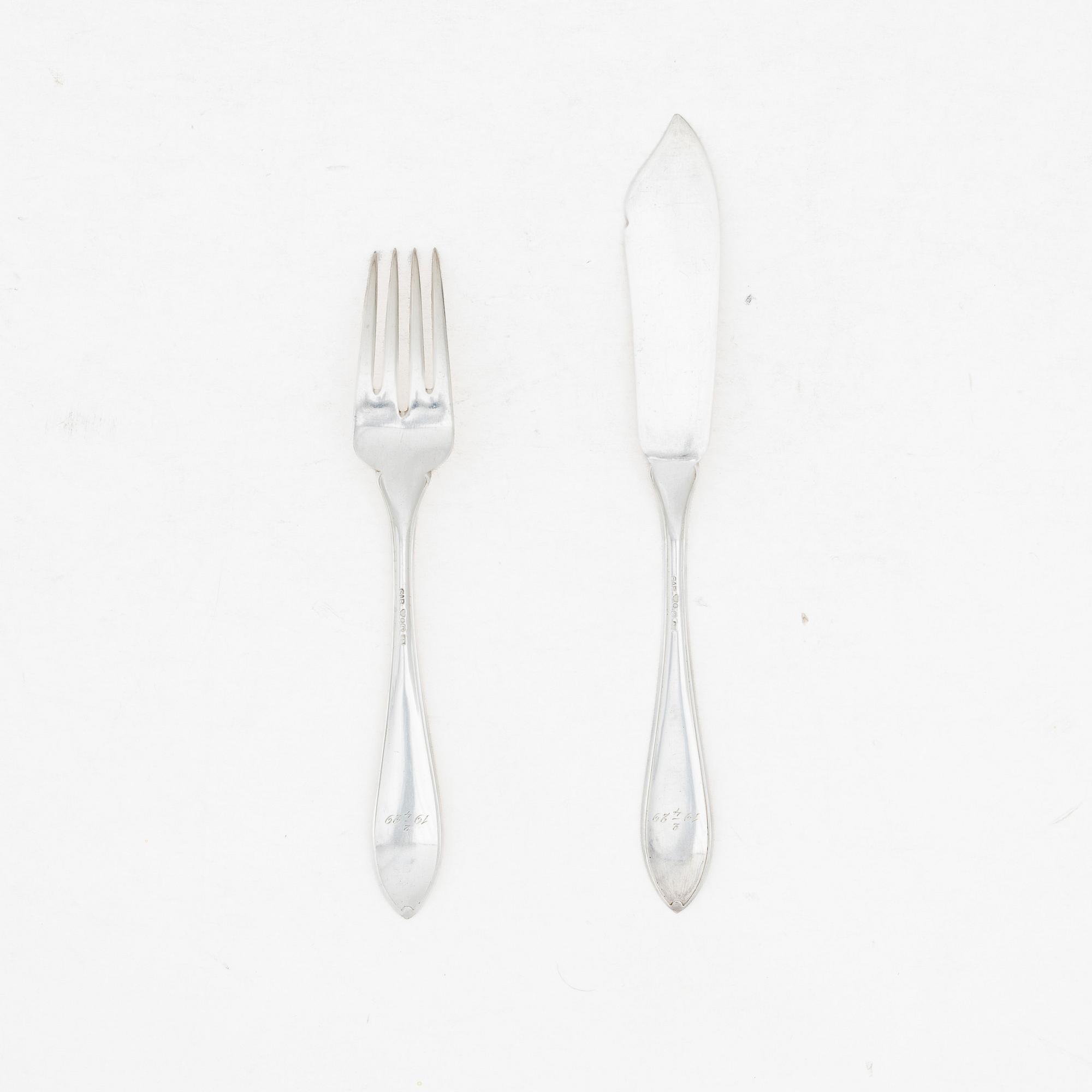 A 12 piece silver cutlery service, GAB, Stockholm 1948.