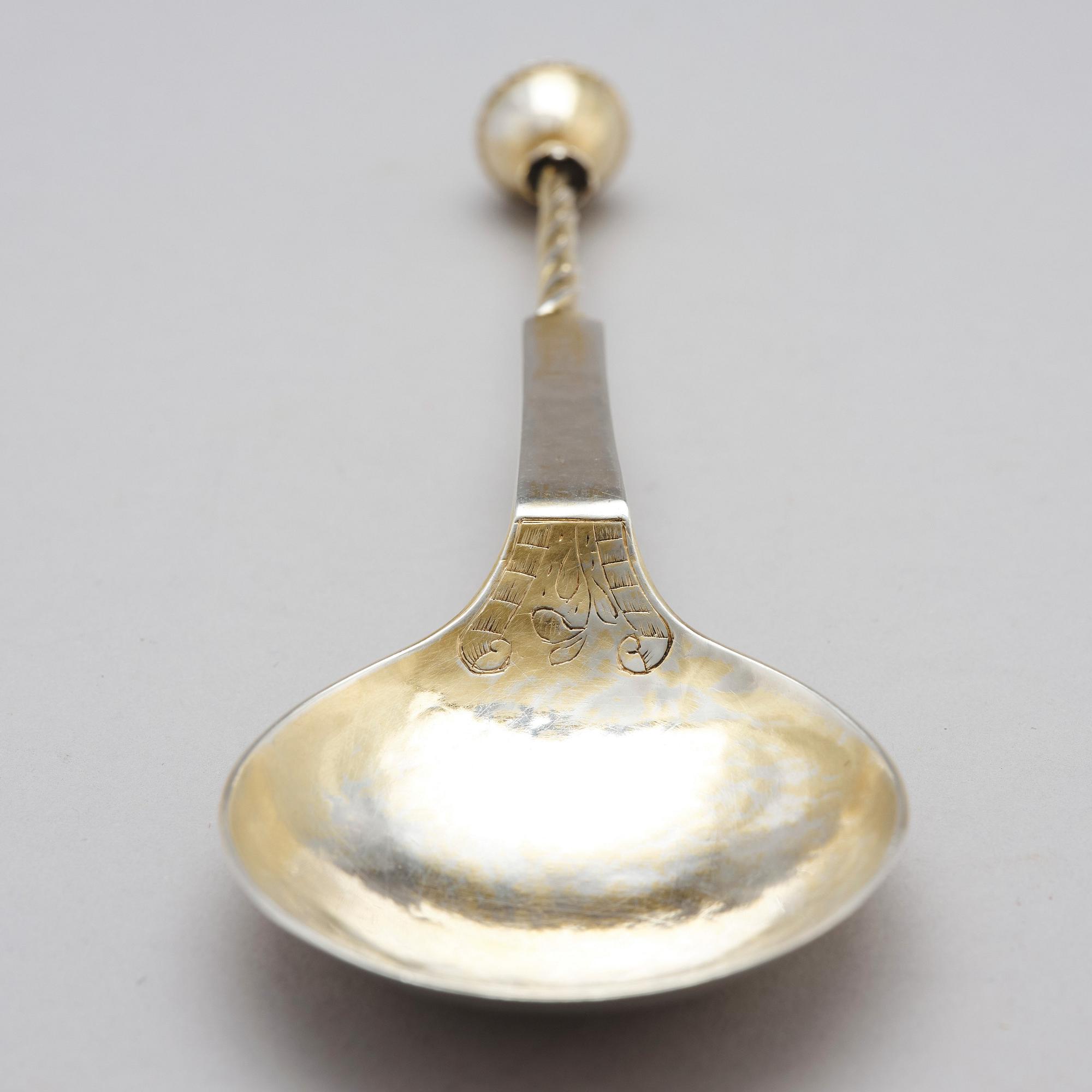 Hans Jacob Möller (levnadsår 1778-1852), sked, delvis förgyllt silver, Köpenhamn.