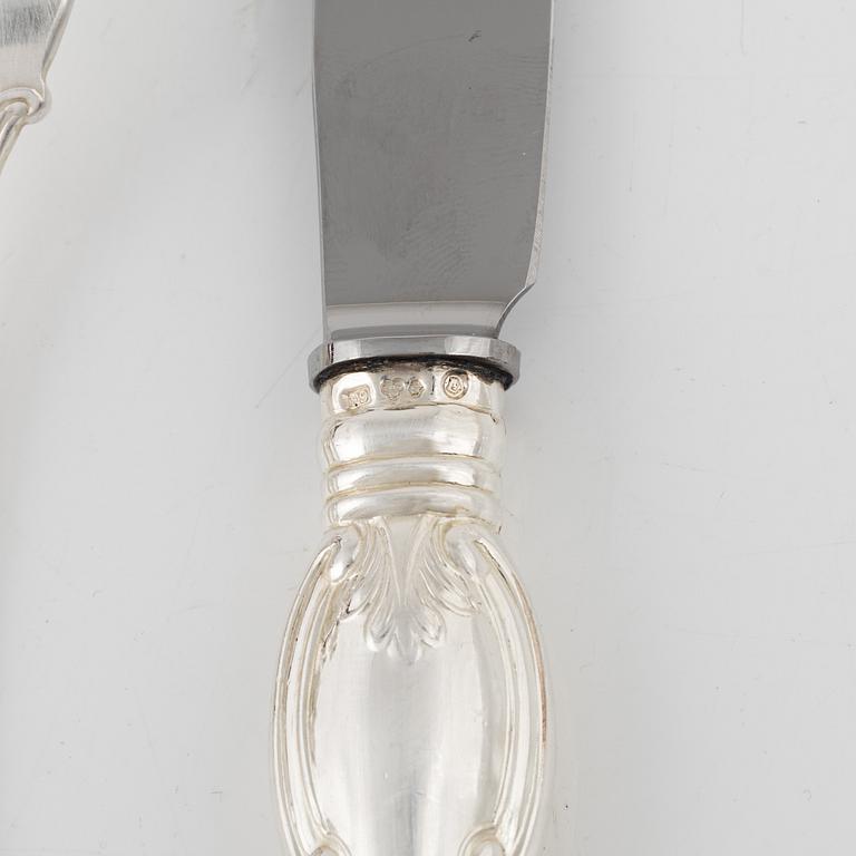 A 48-piece silver cutlery, model 'Olga', including CG Hallberg, Stockholm 1959 and SABE, 1994.