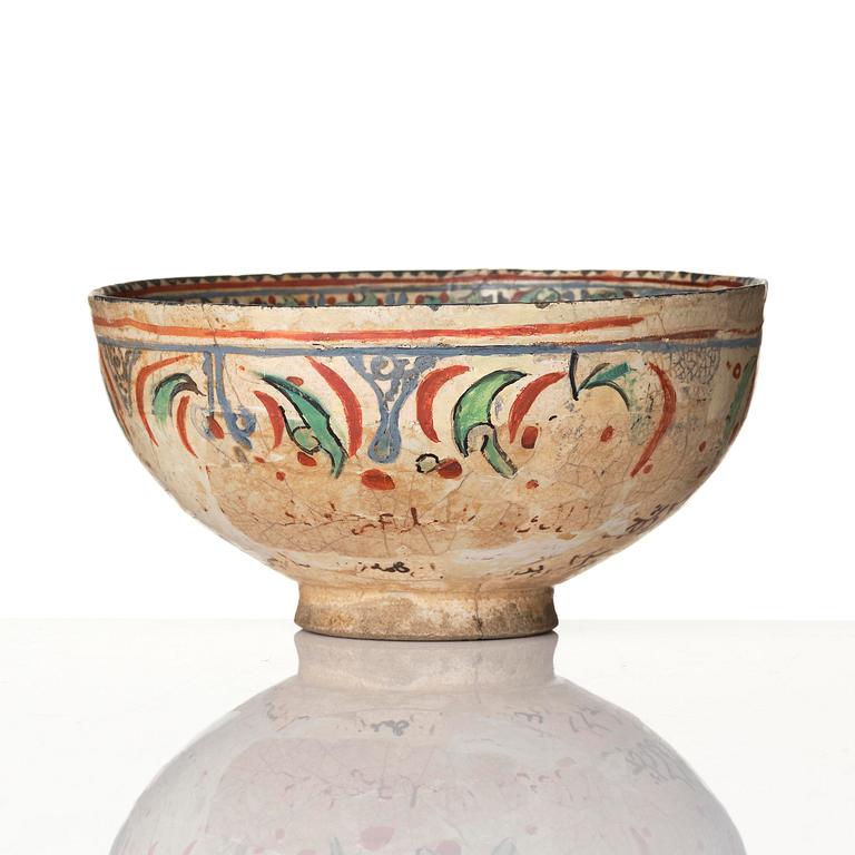 A 'Minai' pottery bowl, central Persia, around 1200 AD.