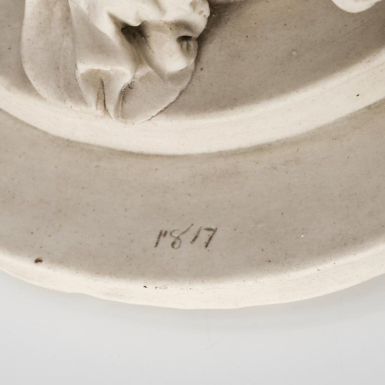 An Italian bisquit porcelain figure group with the arms of Savojen, Vinovo, marked 1817.