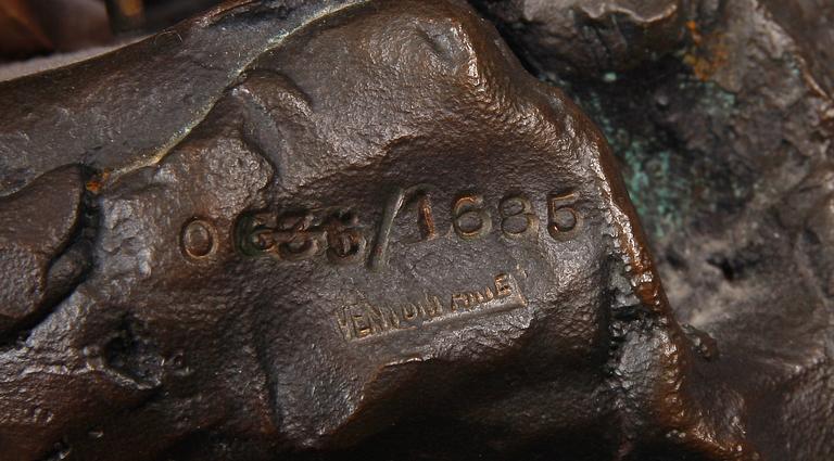 OKÄND KONSTNÄR, skulptur, brons. Otydl sign o numr. Art Deco-stil. 1900-talets andra hälft.