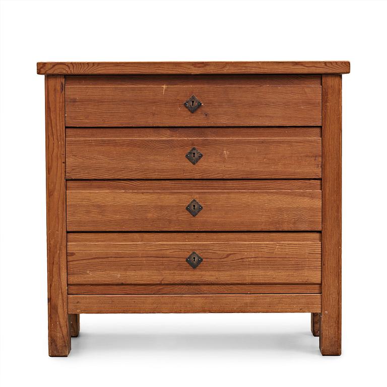 Nordiska Kompaniet, a stained pine chest of drawers, "Sportstugemöbel", Sweden 1930-40's.