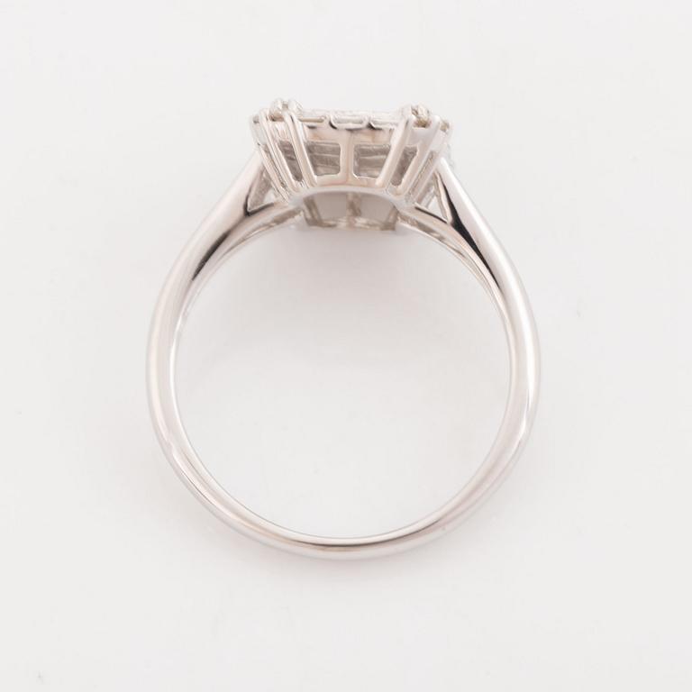 Baguette and brilliant-cut diamond ring.