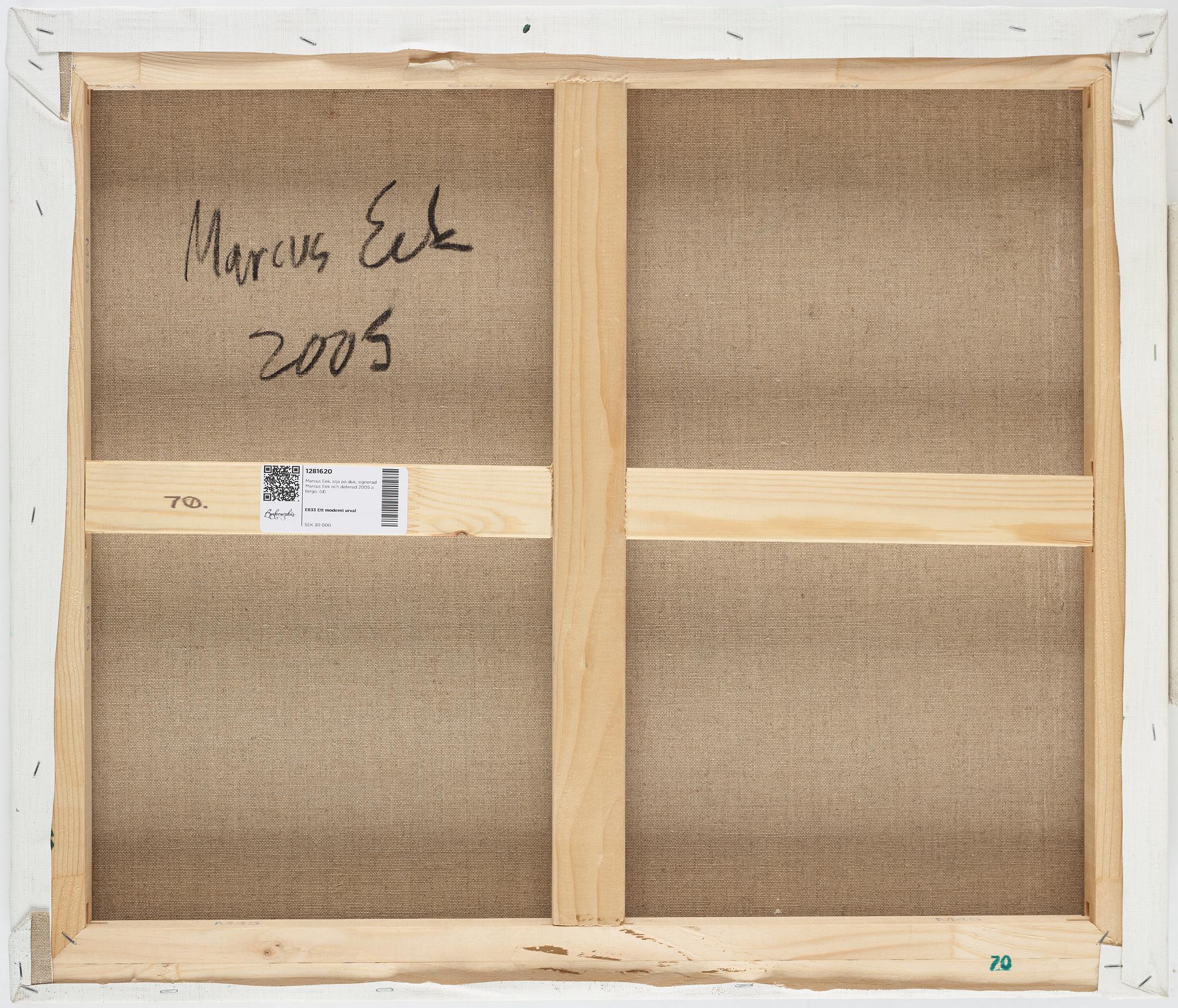 Marcus Eek, oil on canvas, signed Marcus Eek and dated 2005 on verso.