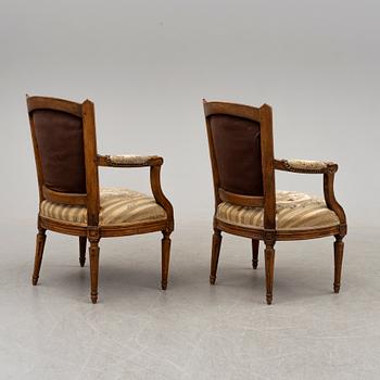 KARMSTOLAR, ett par, Louis XVI, 1700-/1800-tal.