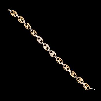 1095. BRAACELET, gold and brilliant cut diamonds, tot. app. 3 cts.