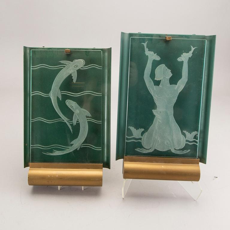 Wall lamps, a pair, Swedish Modern, 1940s.