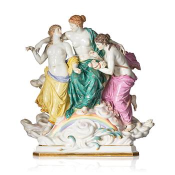 452. A large Meissen figure group of the three fates, around 1900.