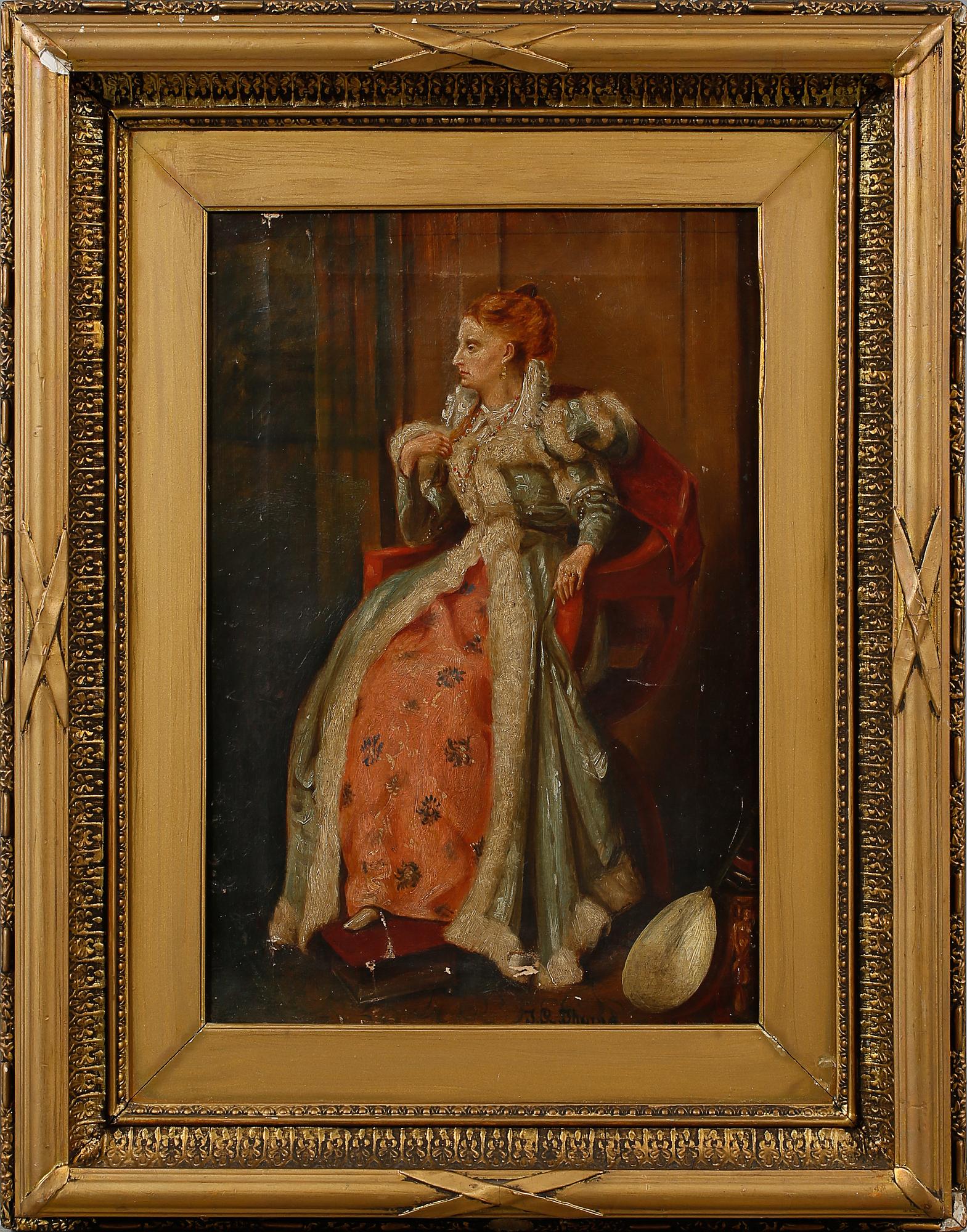 OKÄND KONSTNÄR, olja på duk, otydligt signerad J.R Thorne?, 1800-talets andra hälft.