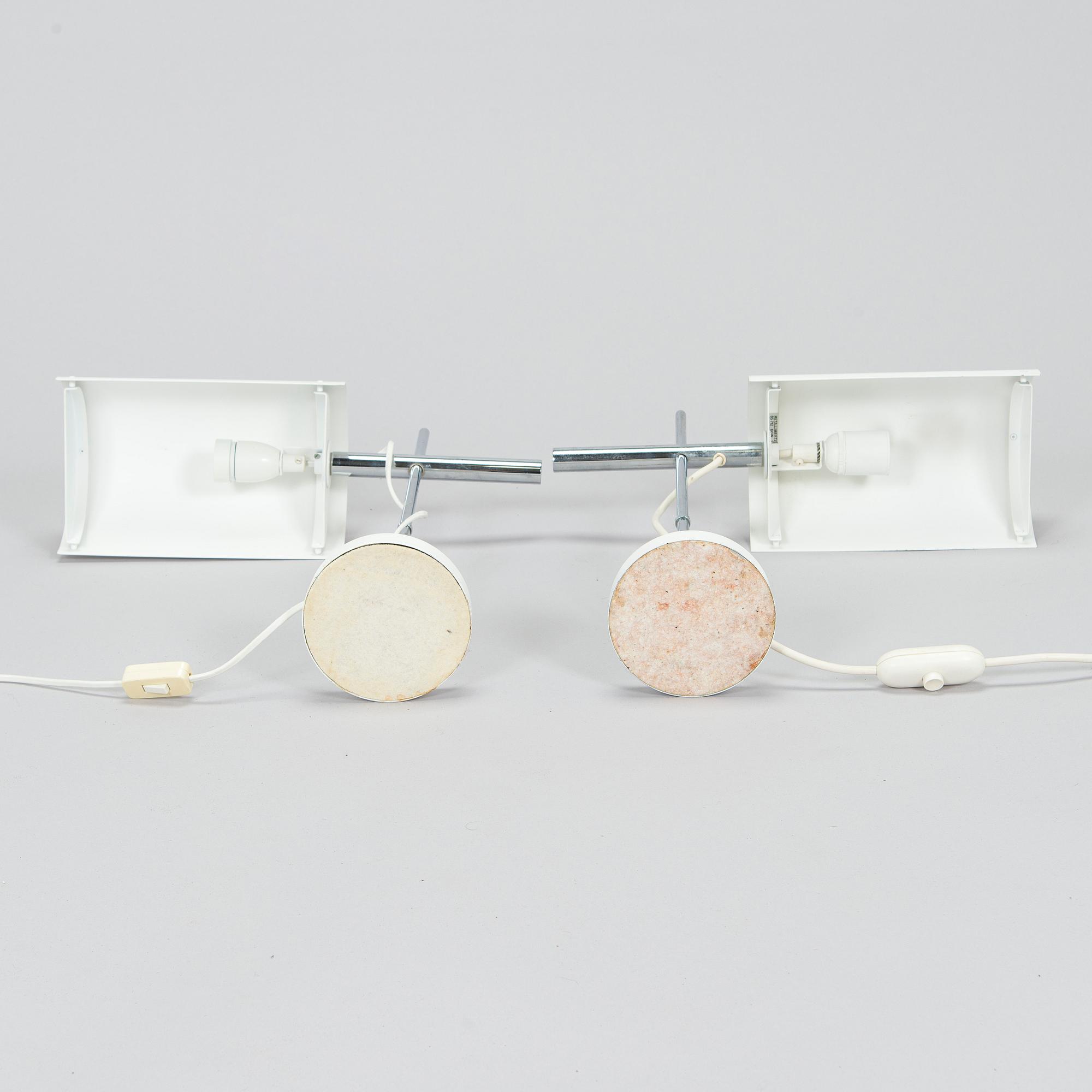 Ben af Schultén, A pair of 1970s 'BS 712' wall lights by Metallimestarit for Artek Finland.