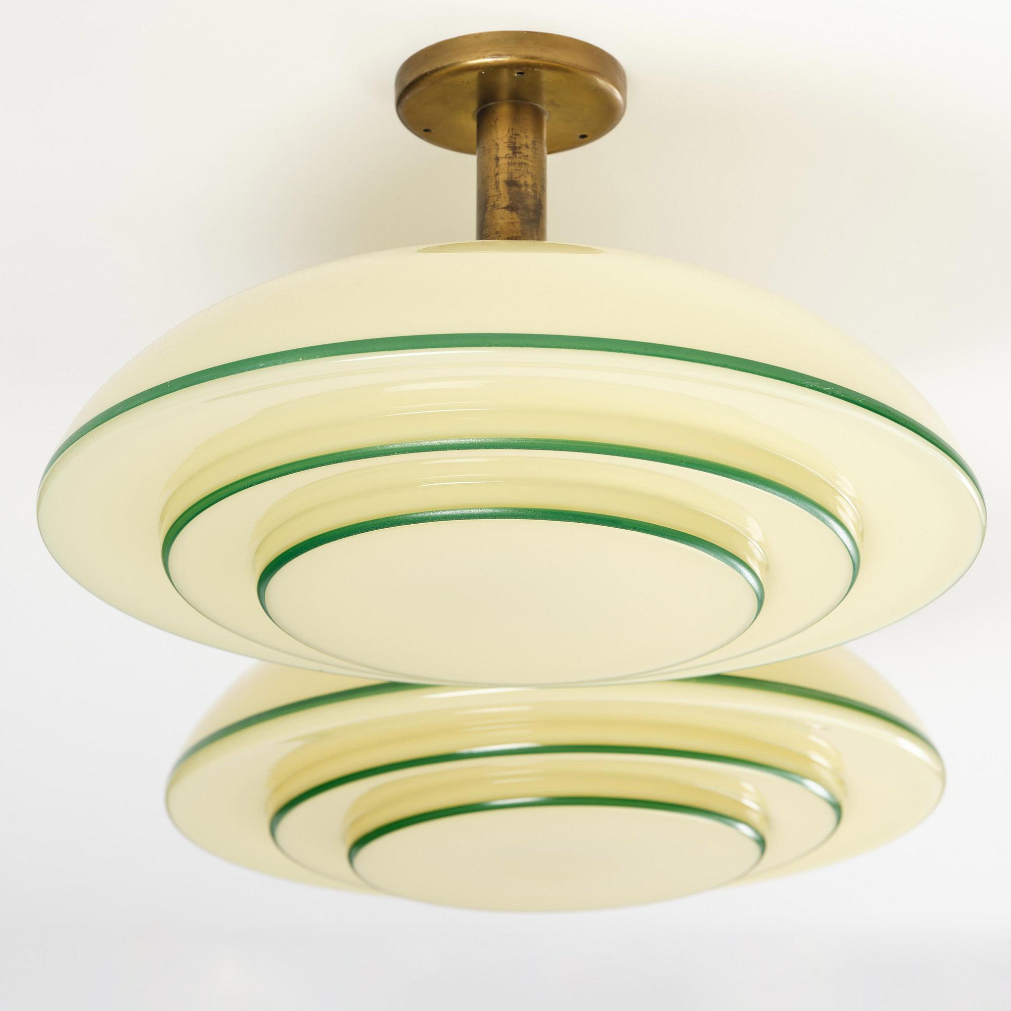 Harald Notini, taklampor, ett par, modell "10755", Arvid Böhlmarks Lampfabrik, Stockholm, 1930-tal.