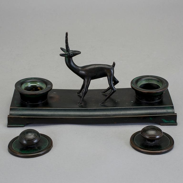 SKRIVSET, brons, Nils Fougstedt, Fabriksaktiebolaget Kronsilver FAK, 1920/30-tal.