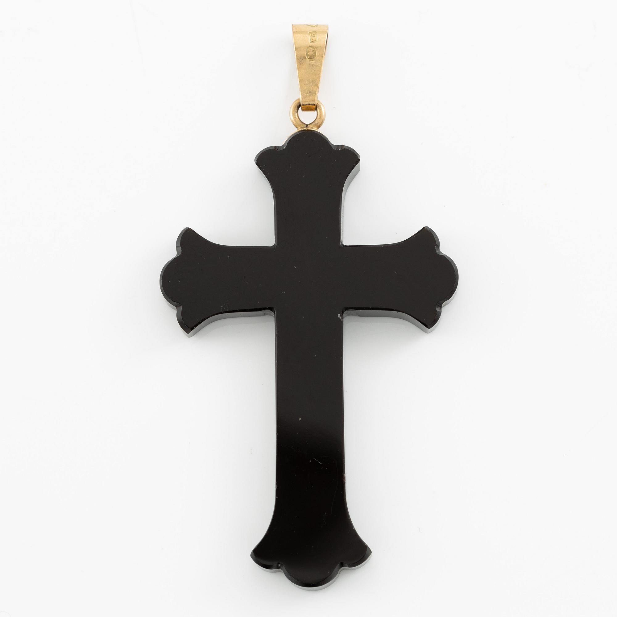 Cross 18K gold and jet, Victorian.