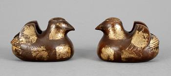 SKÄRMSTÖD, ett par, brons, Meiji, Japan.